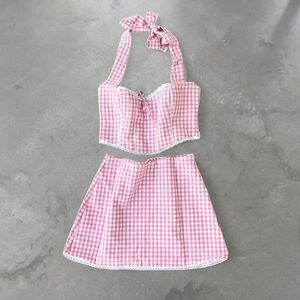 Showpo Pink gingham Rosario matching set NWT